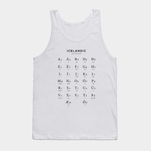 Icelandic Alphabet Chart, Iceland Language Learning Chart, White Tank Top